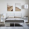vidaXL Metal Bed Frame White Powder-coated steel King Size
