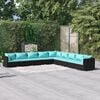 vidaXL Garden Lounge Set Black, Water blue