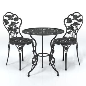 vidaXL Bistro Set Black Cast Aluminum, Cast Iron Medium