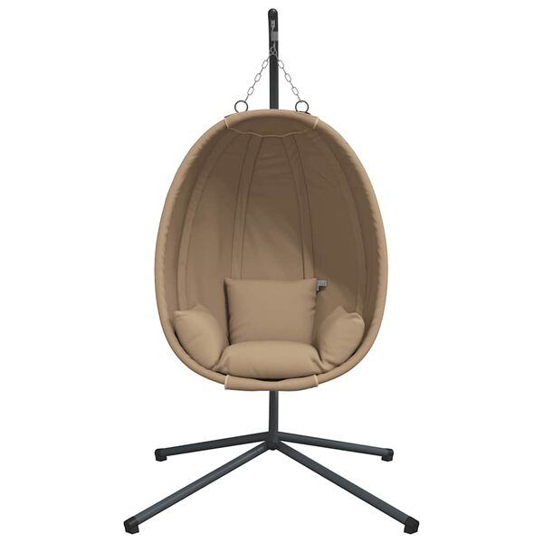vidaXL Hanging Egg Chair Taupe Steel, 100% polyester Standard