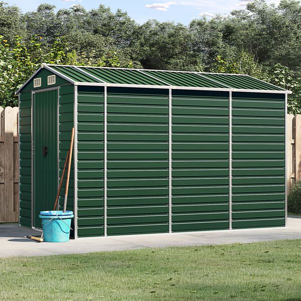 vidaXL Garden Shed Green Galvanized steel Large Garden Shed
