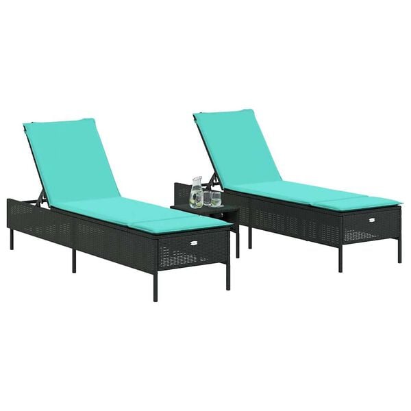 vidaXL Patio Sun Lounger Set Black, Blue