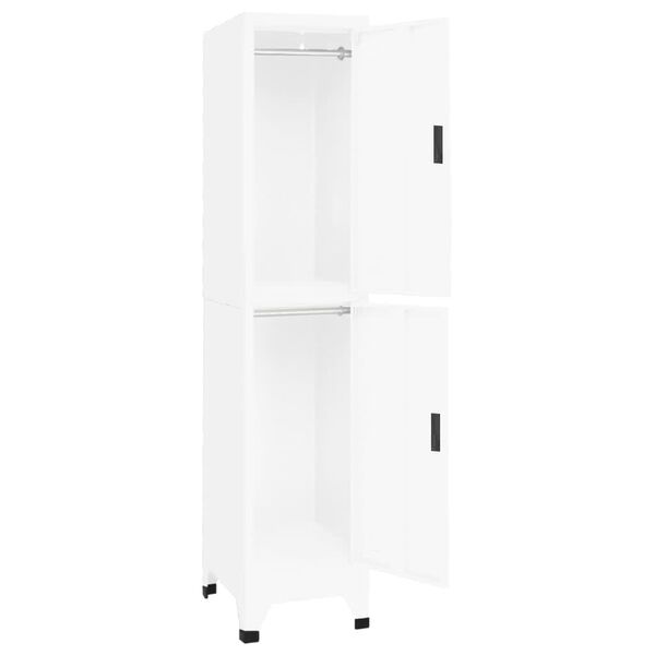 vidaXL Locker Cabinet White Steel Medium Locker Cabinet Rectangular