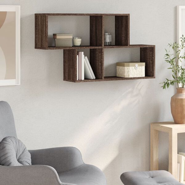 vidaXL Wall Shelf Brown Oak Engineered Wood 39.4 x 7.9 x 20.9 in