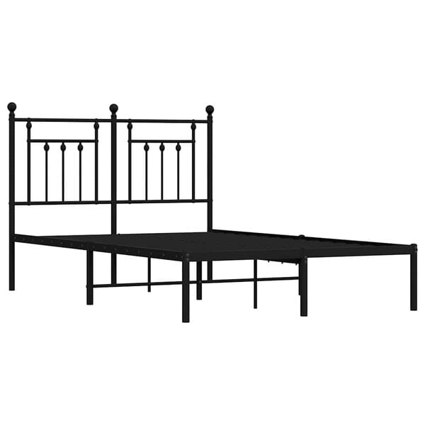 vidaXL Bed Frame Black Powder-Coated Steel 53.1 x 74.8 in Bed Frame
