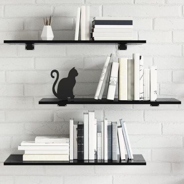 vidaXL Shelf Set of 8 High gloss black Engineered wood