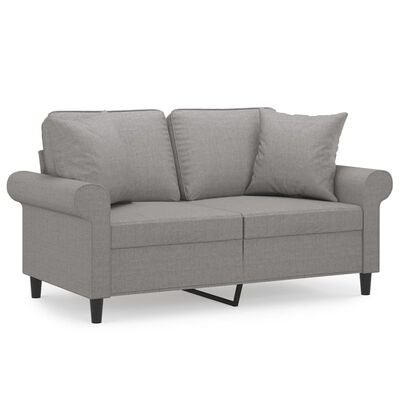 vidaXL 2-Seater Sofa with Pillows&Cushions Light Gray 47.2" Fabric