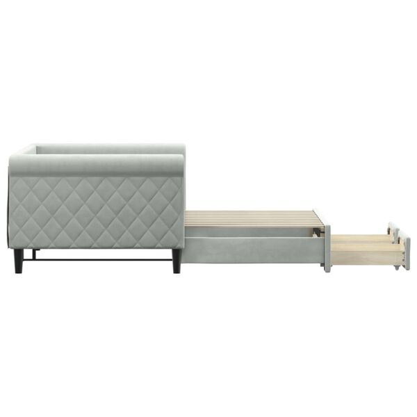 vidaXL Daybed With Trundle Light Grey Velvet Single