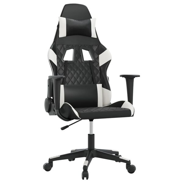 vidaXL Gaming Chair Black and White Faux Leather