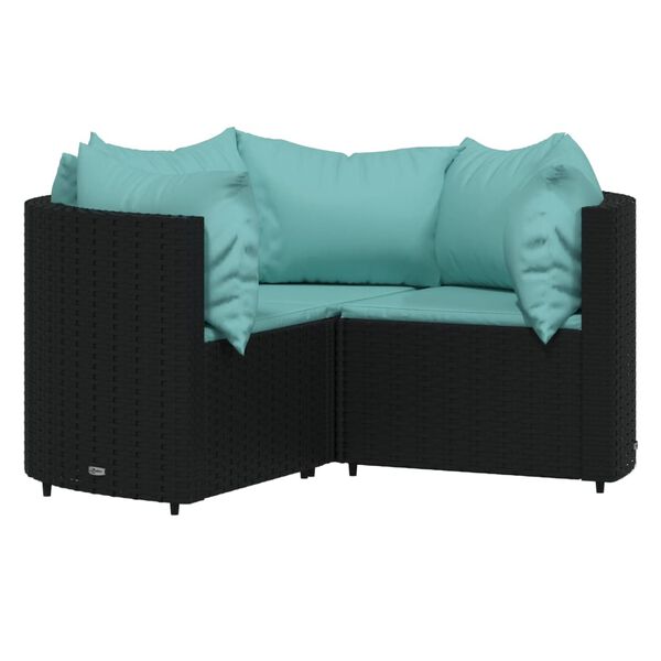 vidaXL Patio Lounge Set Set of 4 Black PE rattan Medium