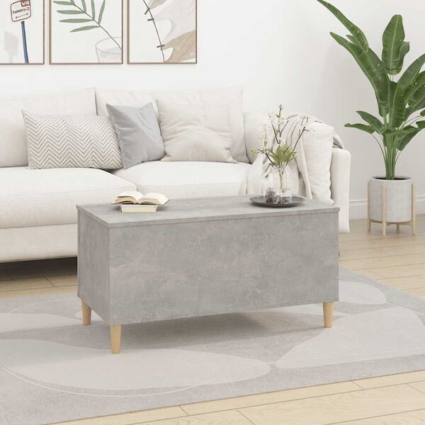 vidaXL Coffee Table Concrete Grey Engineered wood, Solid eucalyptus wood