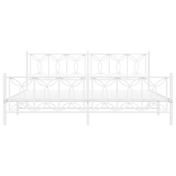 vidaXL Bed Frame White Steel 76 x 80 in Bed Frame Rectangular Modern