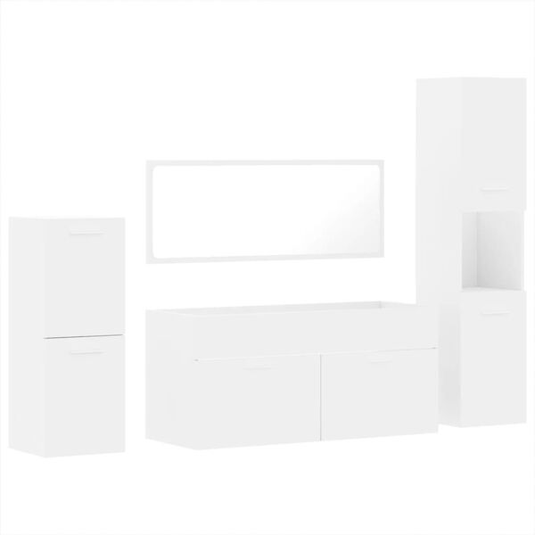 vidaXL Bathroom Furniture Set White Engineered wood, acrylic Standard