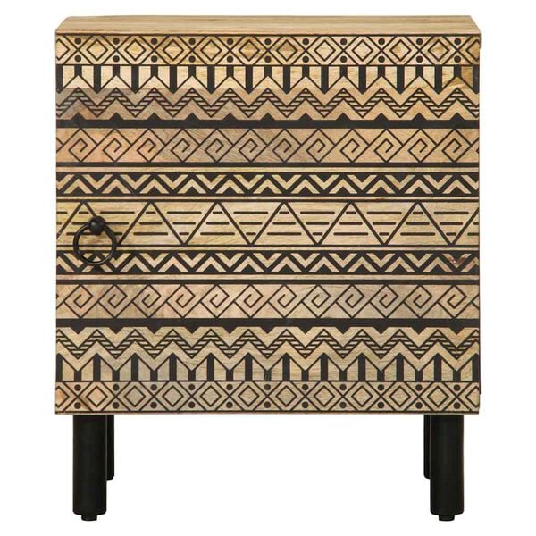 vidaXL Bedside Cabinet Black Solid rough mango wood, iron Small