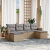 vidaXL Garden Sofa Set Beige PE rattan, Powder-coated steel, 100% polyester