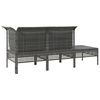 vidaXL 3 Piece Patio Lounge Set with Cushions Grey Poly Rattan