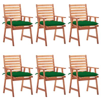 vidaXL Patio Dining Chairs 6 pcs with Cushions Solid Acacia Wood