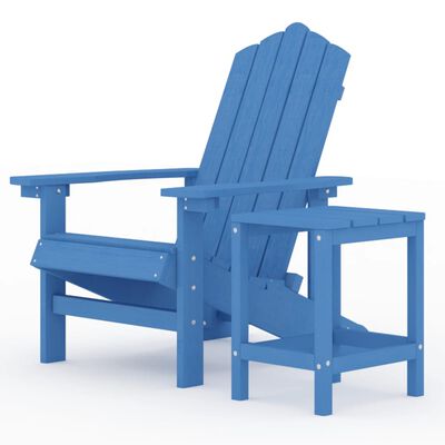 vidaXL Patio Adirondack Chair with Table HDPE Aqua Blue