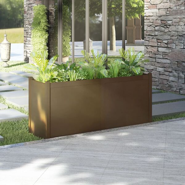 vidaXL Garden Planter Honey brown Solid pinewood 59.1 x 19.7 x 27.6 in