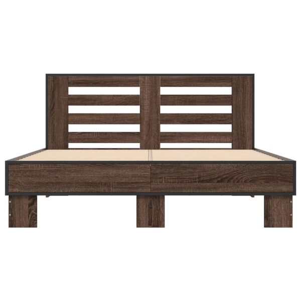 vidaXL Bed Frame without Mattress Brown Oak 135 x 74.8 "