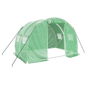 vidaXL Greenhouse Green Polyethylene and galvanized steel Large