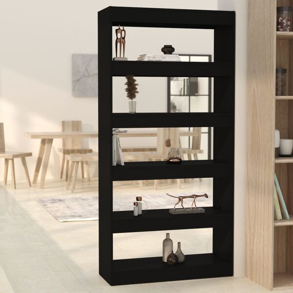 vidaXL Book Cabinet Black Engineered Wood 31.5 x 11.8 x 65.4 in