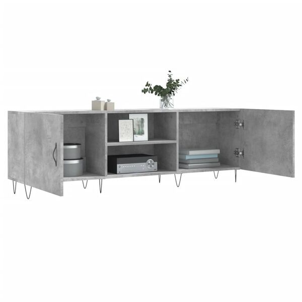 vidaXL TV Cabinet Concrete Grey Engineered Wood, Iron Large TV Cabinet