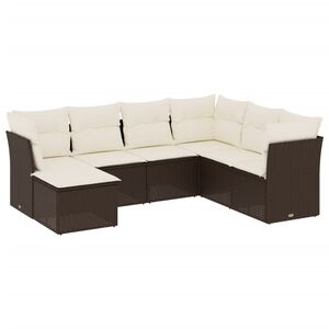vidaXL Patio Sofa Set Brown, Cream White