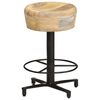 vidaXL Bar Stool Set of 2 Natural Mango Wood, Black Iron