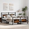 vidaXL Bed Frame Smoked oak Engineered wood and steel Double Bed Frame