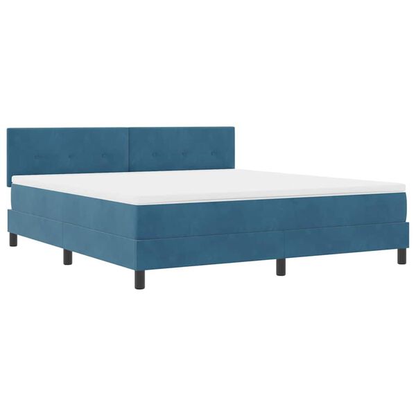 vidaXL Box Spring Bed with Headboard Dark blue 70.9" x 78.7" Velvet