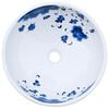 vidaXL Countertop Basin White and Blue Round Φ16.1x5.5" Ceramic