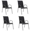 vidaXL Garden Chair Set of 4 Black Powder-coated steel and Textilene