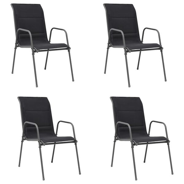 vidaXL Garden Chair Set of 4 Black Powder-coated steel and Textilene