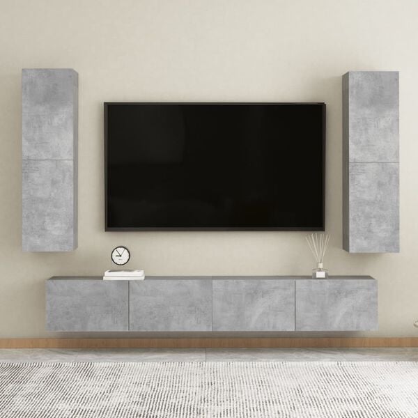 vidaXL 4 Piece TV Stand Set Concrete Gray Engineered Wood