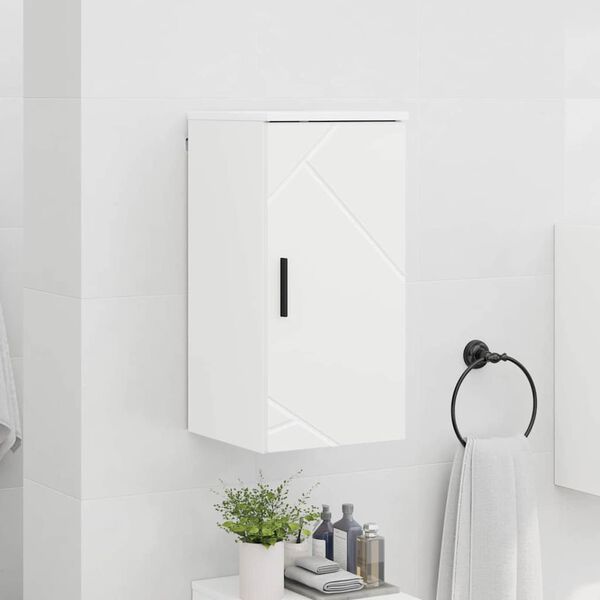 vidaXL Bathroom Cabinet High Gloss White 11.81 x 12.40 x 24.02 in