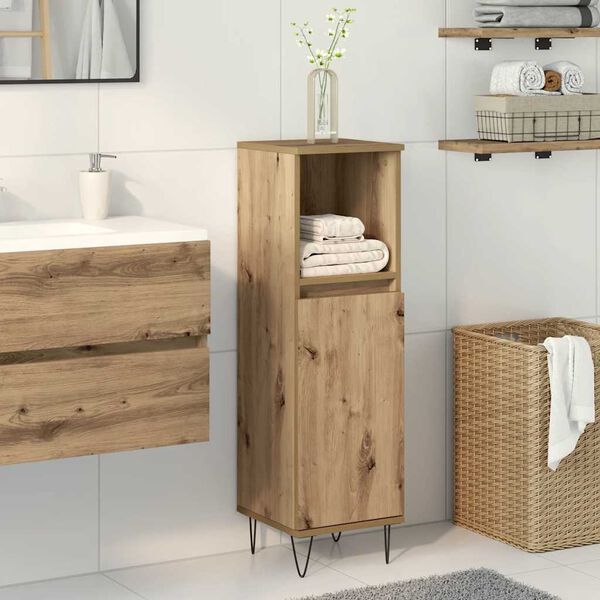 vidaXL Bathroom Cabinet Artisan oak Engineered wood, iron Tall