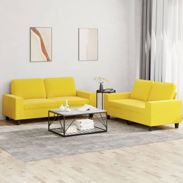 vidaXL Sofa Set Light Yellow 100% polyester, metal, textilene, plywood, foam