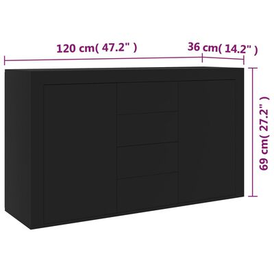 vidaXL Sideboard Black 47.2"x14.2"x27.2" Engineered Wood