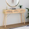 vidaXL Console Table Brown Engineered wood, solid pine wood, natural rattan