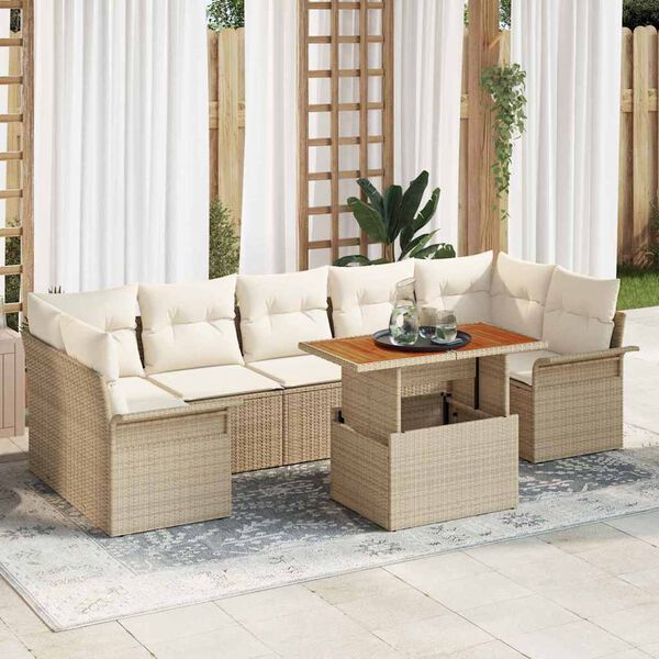 vidaXL Garden Sofa Set with Cushion Manual 8 pcs beige and cream