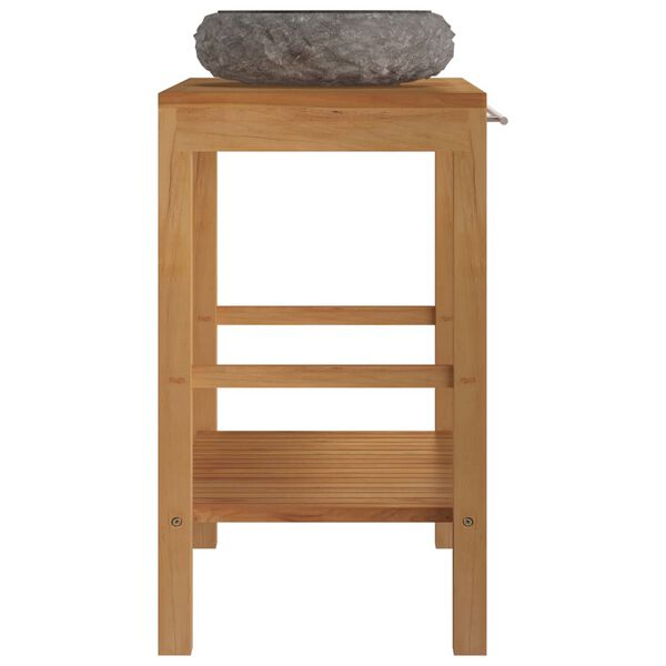 vidaXL Vanity Cabinet With Sink Black Solid Teak wood Medium