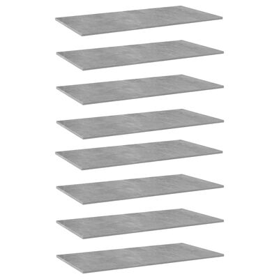 vidaXL Bookshelf Boards 8 pcs Concrete Gray 31.5"x7.9"x0.6" Chipboard