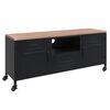 vidaXL TV Cabinet Black Iron and Solid Fir Wood 43.3 x 11.8 x 16.9 in