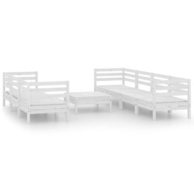 vidaXL 8 Piece Patio Lounge Set White Solid Pinewood