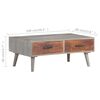 vidaXL Coffee Table Grey Solid Rough Mango Wood Medium Coffee Table
