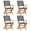 vidaXL Garden Chair Set of 4 Black Solid acacia wood, PE rattan Medium