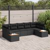 vidaXL Garden Sofa Set with Cushion 7 pcs Black Poly Rattan