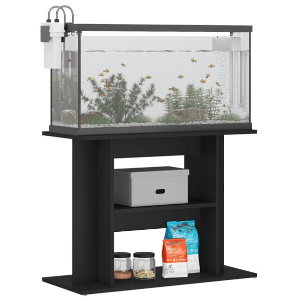 vidaXL Aquarium Stand Black Engineered wood Medium Sleek