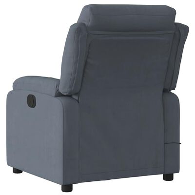 Back of gray recliner showing backside and side pocket